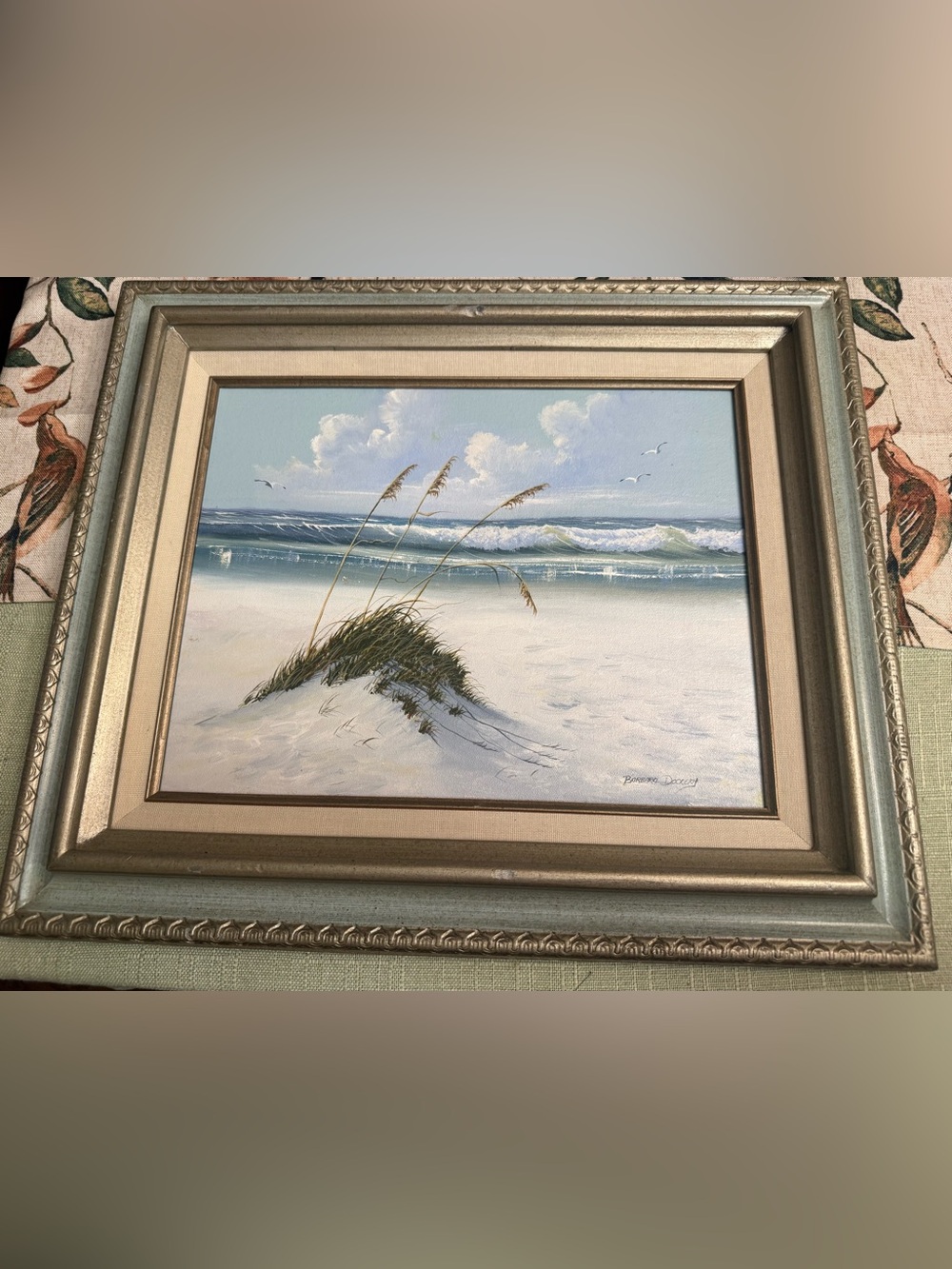 BEACH SCENERY SIGN PORTRAIT BY BARBARA DOCKERY WITH WOOD FRAME 11x14